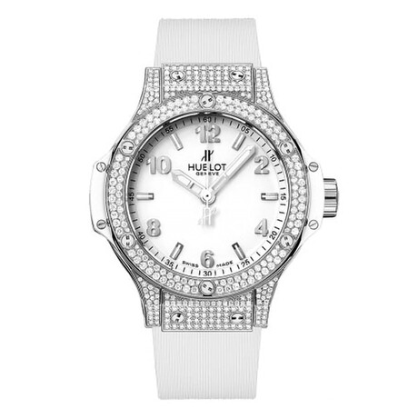 Hublot Ladies Big Bang Steel White Pavé Quartz // 361.SE.2010.RW.1704 // Pre-Owned