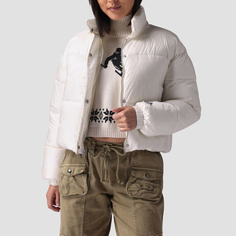 Women's Brandy Boxy Puffer Jacket // Pearl (XS)