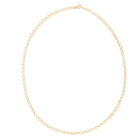 14K Yellow Gold Heart Link Chain Necklace // 3.2mm // 17"