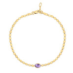 14K Yellow Gold + Amethyst Mirron Chain Bracelet // 7.25"