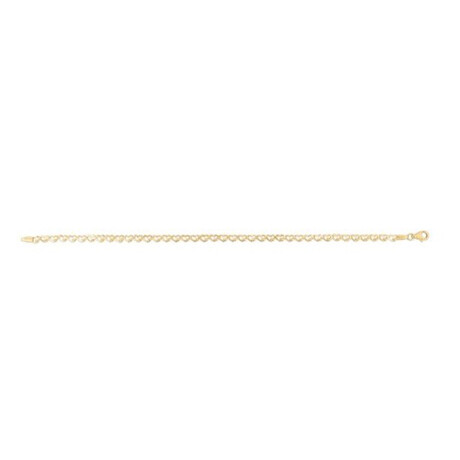 14K Yellow Gold Heart Link Chain Bracelet // 3.2mm // 7"