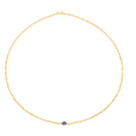 14K Yellow Gold + Amethyst Mirron Chain Necklace // 16"