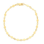 14K Yellow Gold Diamond Shape Mirror Chain Bracelet // 3mm // 7"