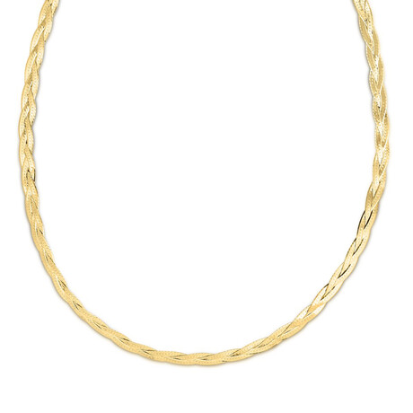 14K Yellow Gold Braided Herringbone Chain Necklace // 3.2mm // 18"