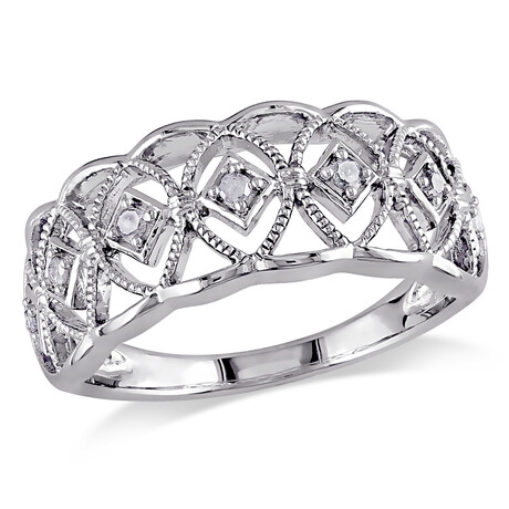 1/10ct TW Diamond Openwork Ring in Sterling Silver (5)