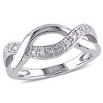 1/10ct TW Diamond Crossover Ring in Sterling Silver (6)