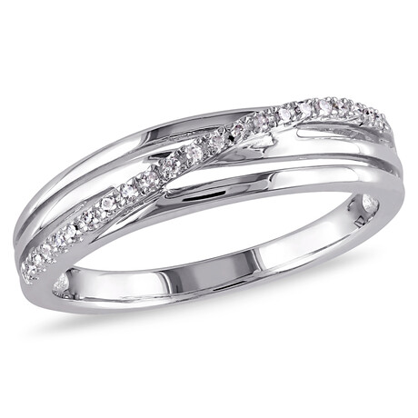 Diamond Accent Crossover Ring in Sterling Silver (5)