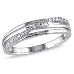 Diamond Accent Crossover Ring in Sterling Silver (6.5)