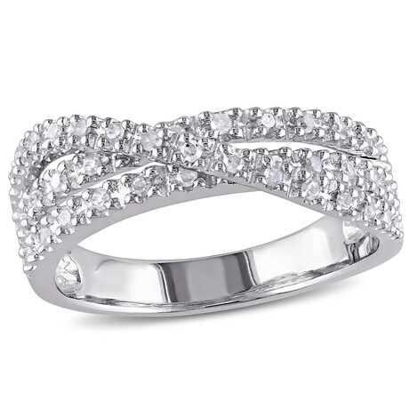 1/4ct TW Diamond Crossover Ring in Sterling Silver (5)