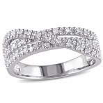 1/4ct TW Diamond Crossover Ring in Sterling Silver (10)