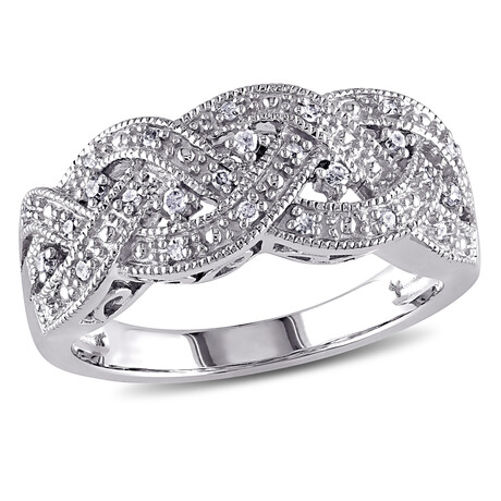 1/8ct TW Diamond Braided Ring in Sterling Silver (6)