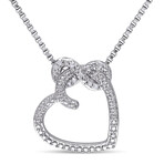 Diamond Accent Heart Infinity Pendant with Chain in Sterling Silver - 18 in