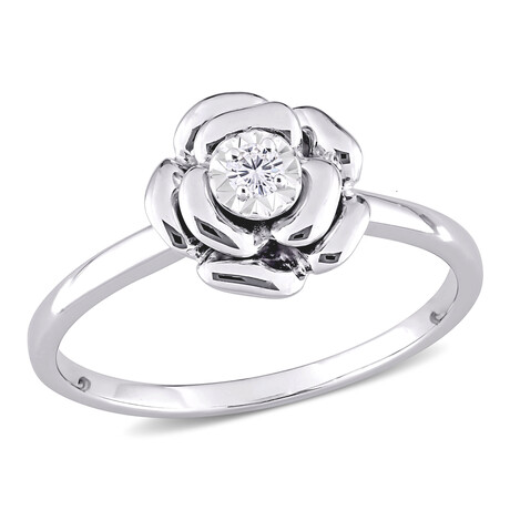 Diamond Accent Flower Ring in Sterling Silver (5)