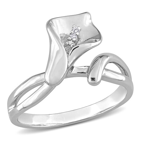 Diamond Accent Calla Lily Ring in Sterling Silver (5)