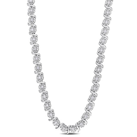 1/2ct TW Diamond S-Link Tennis Necklace in Sterling Silver - 17 in