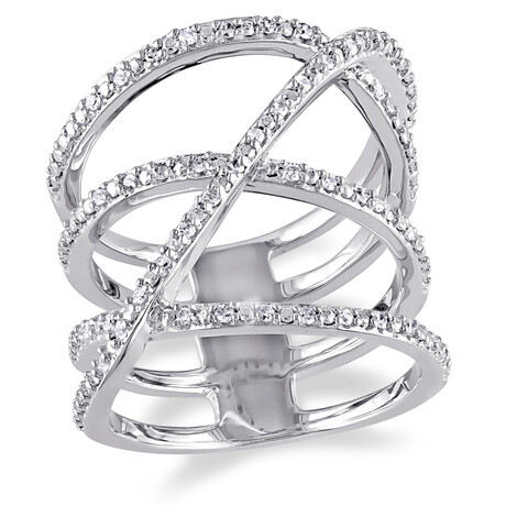 1/5ct TW Diamond Crossover Ring in Sterling Silver (5)