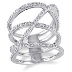 1/5ct TW Diamond Crossover Ring in Sterling Silver (5.5)