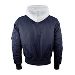 Top Gun® MA-1 Nylon Bomber Jacket w/ Removable Hood // Navy (S)