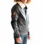 Top Gun® Aviator Luxury Leather Bomber // Brown (XS)