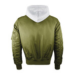 Top Gun® MA-1 Nylon Bomber Jacket w/ Removable Hood // Olive (XL)