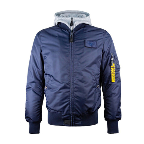 Top Gun® MA-1 Nylon Bomber Jacket w/ Removable Hood // Navy (XS)