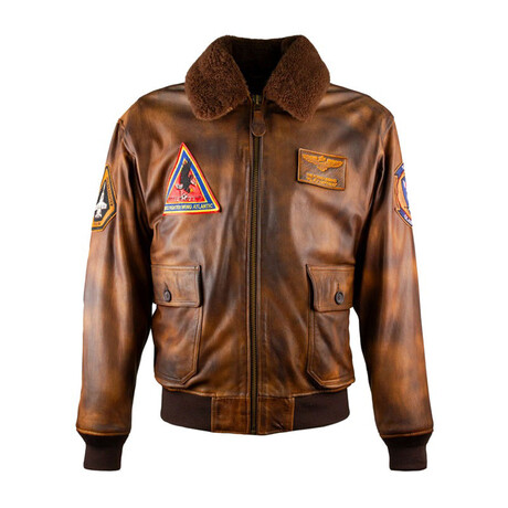 Top Gun® Top Hook Leather Jacket // Brown (XS)