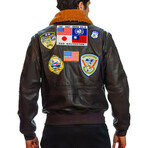 Top Gun® Official Signature Series Leather Jacket 1.0 // Brown (S)