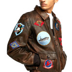 Top Gun® Vintage Official Signature Series Leather Jacket // Brown (XS)