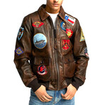 Top Gun® Vintage Official Signature Series Leather Jacket // Brown (XS)