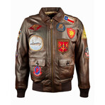 Top Gun® Vintage Official Signature Series Leather Jacket // Brown (XS)