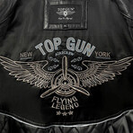 Top Gun® Aviator Luxury Leather Bomber // Black (3XL)