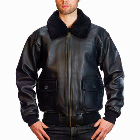 Top Gun® Official Military G-1 Lether Jacket // Black (XS)