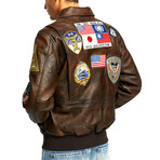 Top Gun® Vintage Official Signature Series Leather Jacket // Brown (XS)