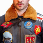 Top Gun® Official Signature Series Leather Jacket 1.0 // Brown (S)