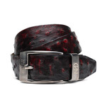 Ostrich Leather Belt // Black Cherry (36)