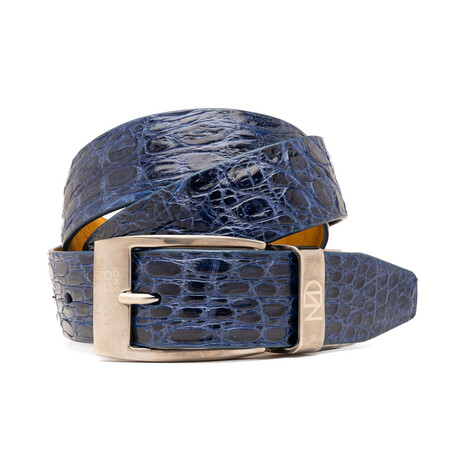 Flack Yakarey Leather Belt // Navy (36)