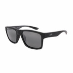 Maui Jim // Men's // 897-02A The Flats Square Sunglasses // Matte Black + Grey Polarized