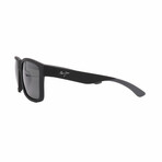 Maui Jim // Men's // 897-02A The Flats Square Sunglasses // Matte Black + Grey Polarized