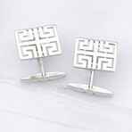 Silver Greek Key Cufflinks // Meander // Intricate