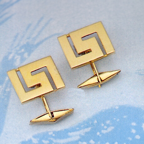 Gold Greek Key Cufflinks // Meander // Large