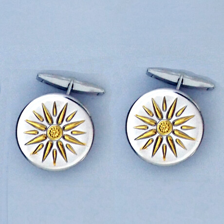 Silver Vergina Sun Cufflinks