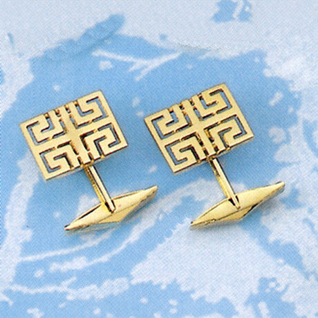 Gold Greek Key Cufflinks // Meander // Intricate