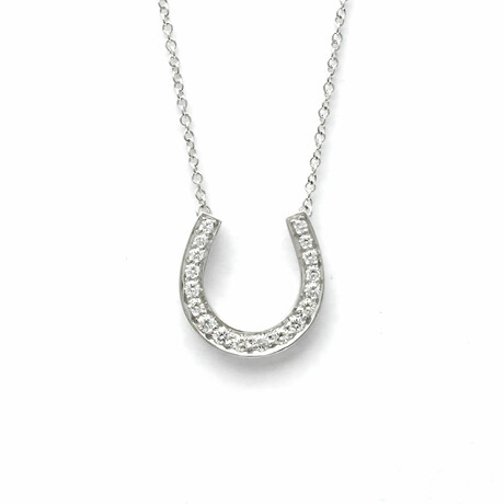 Tiffany & Co. // Platinum Horseshoe Diamond Pendant Necklace // 15.74" // Store Display