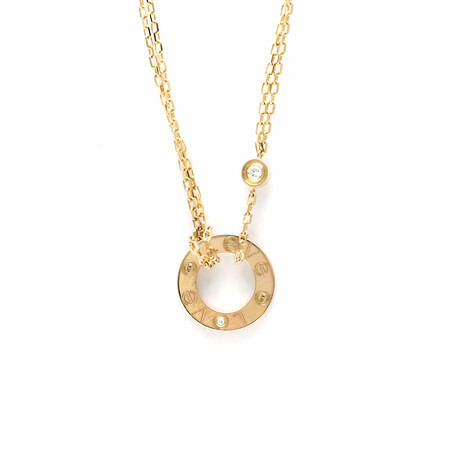 Cartier // 18k Rose Gold Love Circle Diamond Pendant Necklace // 14.76"-15.94" // Store Display