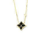 Louis Vuitton // 18k Yellow Gold Pandantif Star Diamond + Onyx Blossom Pendant Necklace // 15.15"-15.94" // Store Display