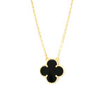 Van Cleef & Arpels // 18k Yellow Gold Vintage Alhambra Onyx Pendant Necklace // 14.76"-16.53" // Store Display