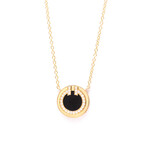 Tiffany & Co. // 18k Rose Gold T-Two Circle Diamond + Onyx Pendant Necklace // 15.94"-17.91" // Store Display