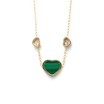 Chopard // 18k Rose Gold Happy Heart Malachite + Diamond Pendant Necklace // 14.37"-16.14" // Store Display