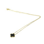 Van Cleef & Arpels // 18k Yellow Gold Vintage Alhambra Onyx Pendant Necklace // 14.76"-16.53" // Store Display