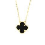 Van Cleef & Arpels // 18k Yellow Gold Vintage Alhambra Onyx Pendant Necklace // 14.76"-16.53" // Store Display